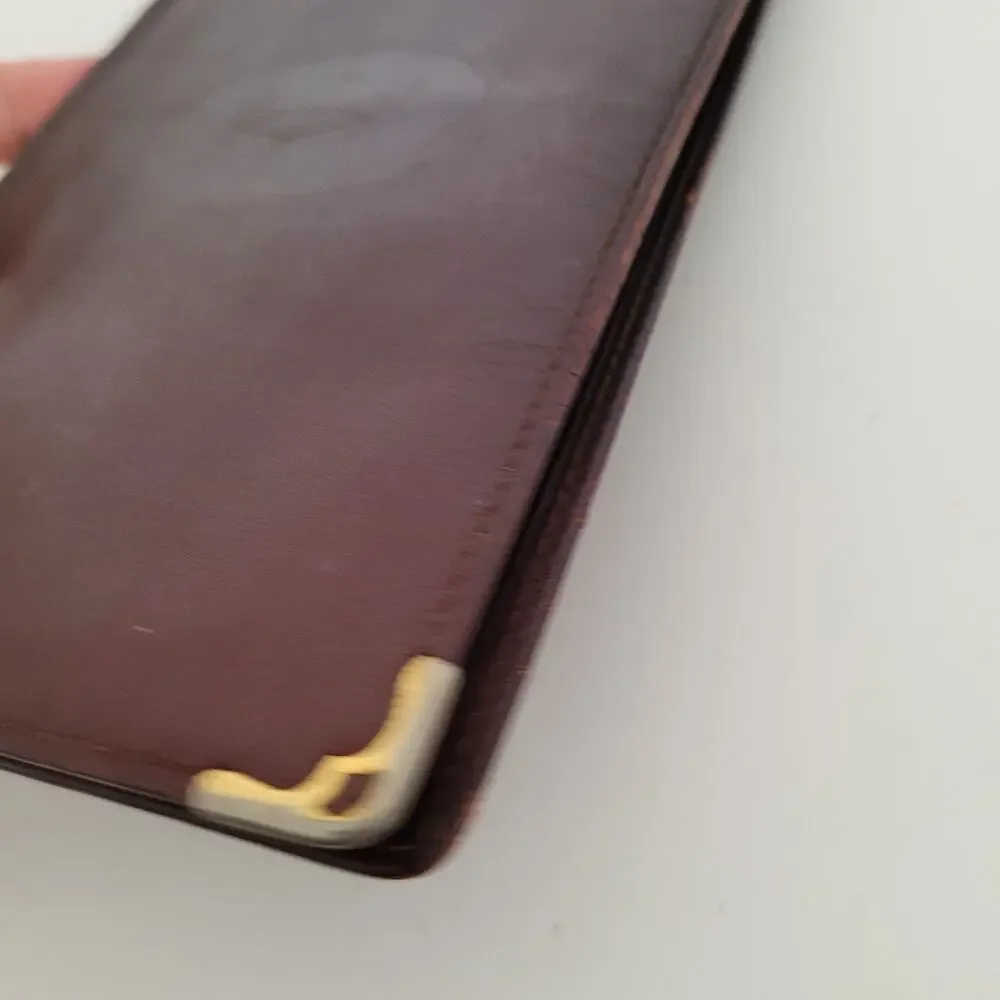Cartier Vintage Bifold Leather Bordeaux Red Wallet Large Credit Card Burgundy